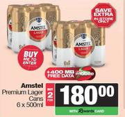 Amstel Premium Lager Cans-For 2 x 6 x 500ml