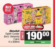Absolut Spirit Cooler Cans-For 2 x 4 x 300ml