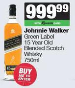 Johnnie Walker Green Label 15 Year Old Blended Scotch Whisky-750ml