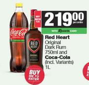 Red Heart Original Dark Rum 750ml & Coca Cola 1L-For Both