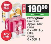 Strongbow Premium Apple Cider Cans 6 x 440ml Or Ultra Cans 6 x 500ml-For 2