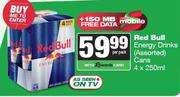Red Bull Energy Drinks Cans-For 4 x 250ml