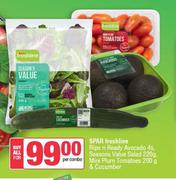 Spar Freshline Ripe n Ready Avocado 4s, Season value Salad 220g, Mini Tomatos 200g & Cucumber-For Al