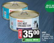 Spar Light Meat Shredded Tuna In Water or Oil-For Any 2 x 170g