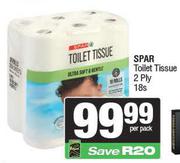 Spar Toilet Tissue 2 Ply-18s Per Pack