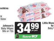 Johnson's Baby Wipes-56s Or 72s Per Pack