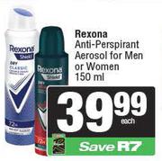 Rexona Anti Perspirant Aerosol For Men Or Women-150ml