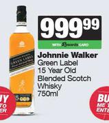 Johnnie Waler Green Label 15 Year Old Blended Scotch Whisky-750ml