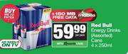 Red Bull Energy Drinks Cans-For 4 x 250ml