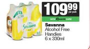 Savanna Alcohol Free Handies-6 x 330ml