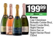 Krone Cap Classique Borealis Cuvee Brut,Rose,Night Nectar,Demi Sec Or Night Nectar Rose-750ml