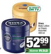 Nivea Body Lotion Or Cream Assorted-400ml