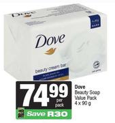 Dove Beauty Soap Value Pack-4 x 90g