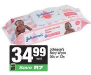 Johnson's Baby Wipes-56s Or 72s