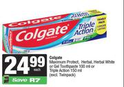 Colgate Maximum Protect,Herbal,Herbal White Or Gel Toothpaste 100ml Or Triple Action 150ml