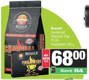 Bosveld Hardwood Charcoal 3Kg Plus Firelighters 180g-For Both