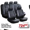 Autokraft 9 Pce PVC Straight Stitch Seat Cover Set FED.TY1795-Per Set