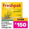 Freshpak Pure Rooibos Tagless Teabags-For 3 x 80s