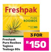 Freshpak Pure Rooibos Tagless Teabags-For 3 x 80s