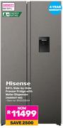 Hisense 541L Side By Side Freezer/Fridge With Water Dispenser H680SIT-WD 850033544