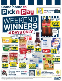 Pick n Pay : Weekend Winners (30 April - 03 May 2026)