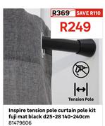 Inspire Tension Pole Curtain Pole Kit Fuji Matt Black D25-28 140-240cm 81479606