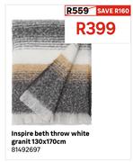Inspire Beth Throw White Granite 130 x 170cm 81492697