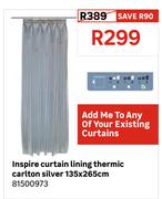 Inspire Curtain Lining Thermic Carlton Silver 135 x 265cm 81500973