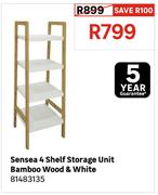 Sensea 4 Shelf Storage Unit Bamboo Wood & White 81483135