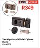 Yale Nightlatch With 1x1 Cylinder Black 81496928
