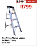 Rise 4 Step Aluminium Ladder SS 120cm 150Kg 81491097