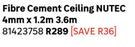 Nutec Fibre Cement Ceiling 4mm x 1.2m x 3.6m 81423758