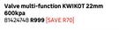 Kwikot Multi Function Valve 22mm 600kpa 81424748