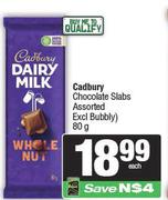 Cadbury Chocolate Slabs (Excl Bubbly) Assorted-80g