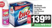 Bio Classic Washing Powder 1.5kg Plus Spot Remover 400ml-For Both