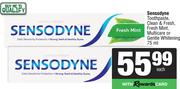Sensodyne Toothpaste (Clean & Fresh, Fresh Mint, Multicare Or Gentle Whitening)-75ml Each