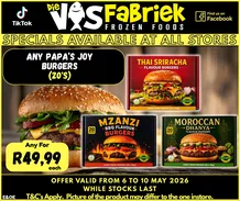 Die Visfabriek : Specials (06 May - 10 May 2026)