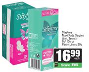 Stayfree Maxi Pads Singles 8s/10s Or Pantyliners 20s