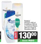 Pantene Shampoo 400ml,Conditioner 200ml Or Treatment Masks 300ml Or Head & Shoulders 400ml-For 2
