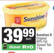 Sunshine D Original 60% Fat Spread Tub-1Kg