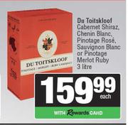 Du Toitskloof Cabernet Shiraz,Chenin,Pinotage Rose,Sauvignon Or Pinotage Merlot Ruby-3L