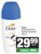 Dove Anti Perspirant Roll On Assorted-50ml