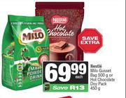 Nestle Milo Gusset Bag 500g Or Hot Chocolate Doy Pack 450g