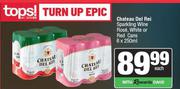 Chateau Del Rei Sparkling Wine Rose, White Or Red Cans-6 x 250ml