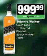 Johnnie Walker Green Label 15 Year Old Blended Scotch Whisky-750ml