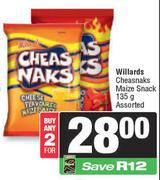 Willards Cheas Naks Maize Snack Assorted-For 2 x 135g