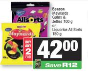 Beacon Maynards Gums & Jellies 100g Or Liquorice All Sorts 150g-For 2