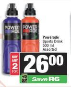Powerade Sports Drink Assorted-For 2 x 500ml
