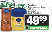 Vaseline Body Lotion Or Cream Assorted-400ml