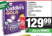 Cuddlers Diapers Or Pants Value Pack Plus Cuddlers Wipes 80s-For Both
